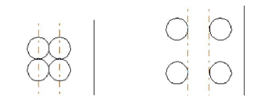 图 5-3(a)按图形偏移距离计算 图 5-3(b)按图形间距计算